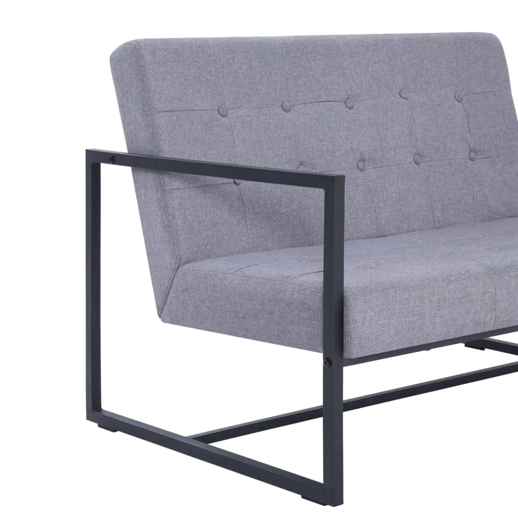 Light Gray Fabric 2-Seater Sofa with Armrests B854