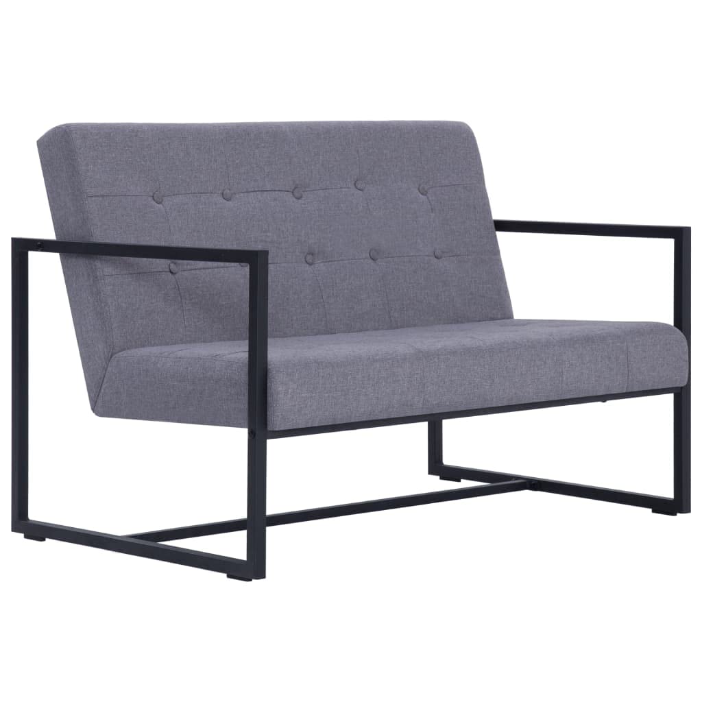 Light Gray Fabric 2-Seater Sofa with Armrests B854