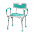 Heavy Duty White Shower Chair with Arms Back Adjustable E189511