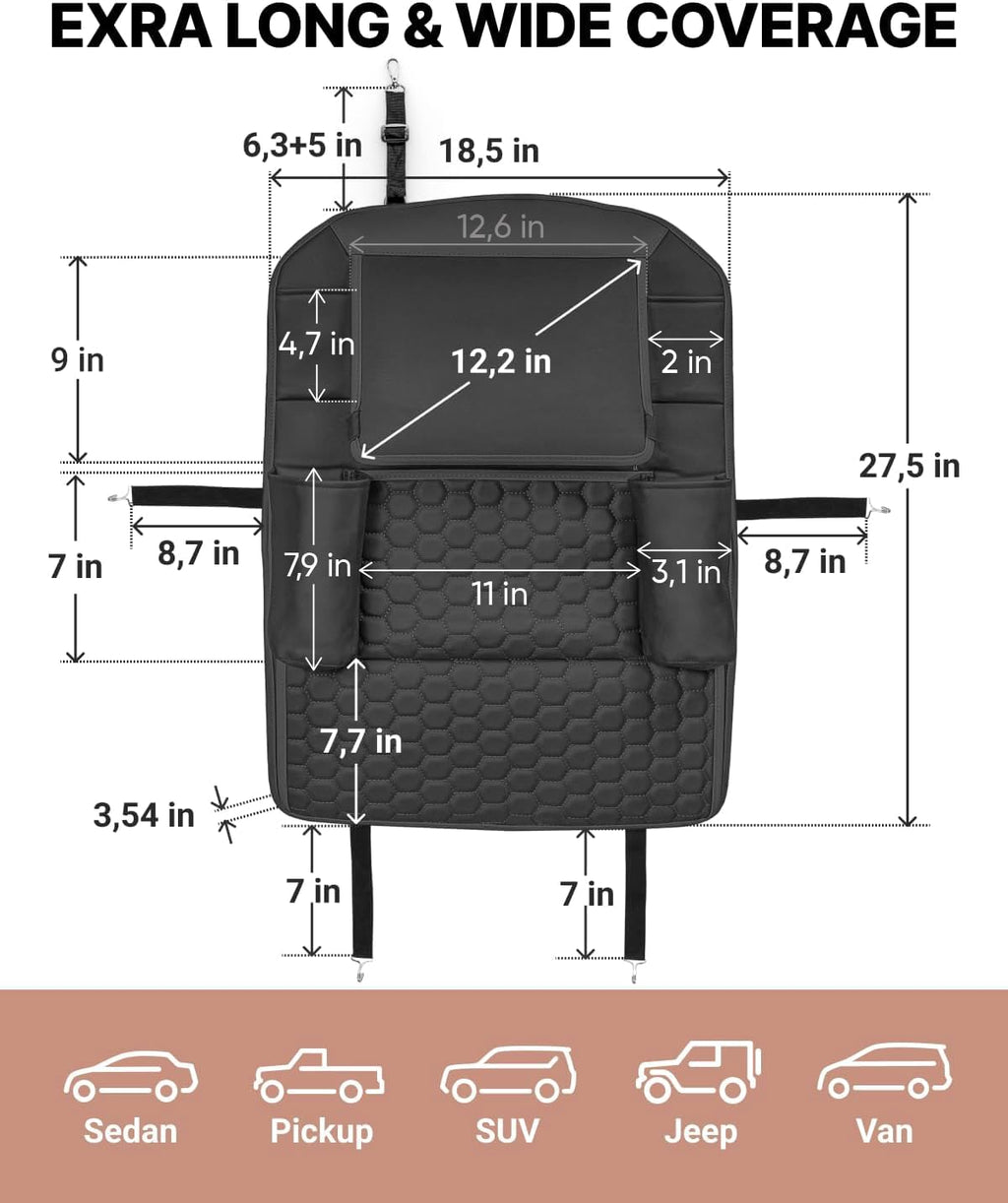 Black-Brown Backless Booster with Latch, Seat Protector & Backseat Organizer Z181488