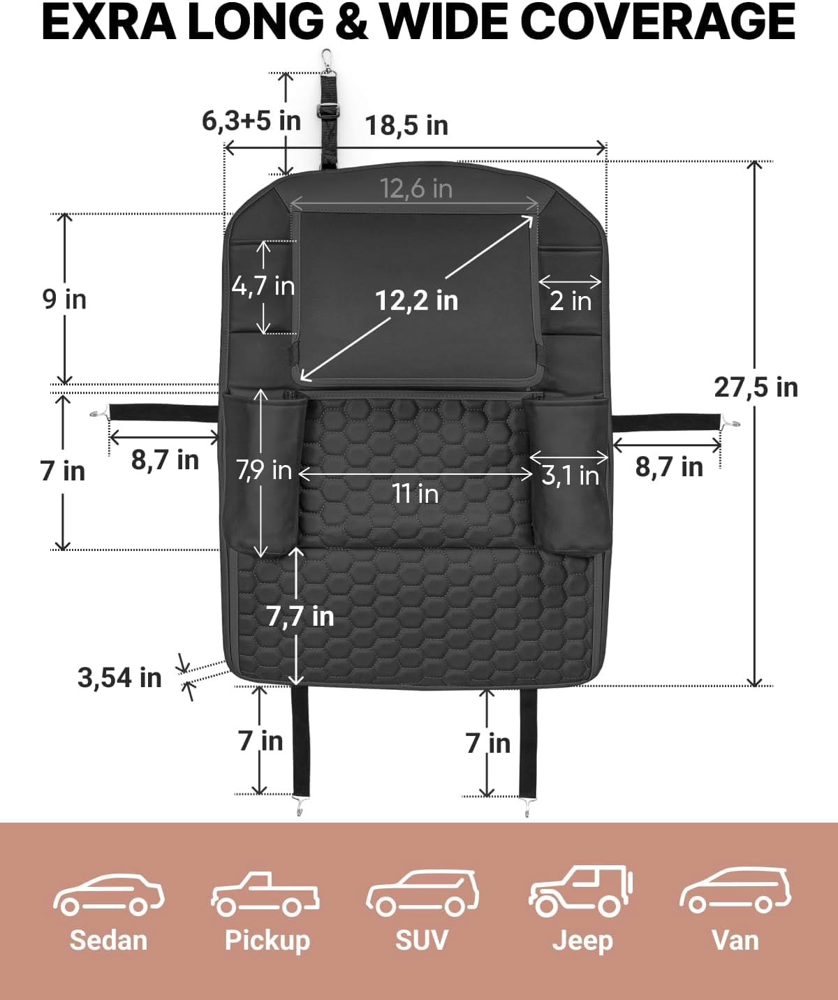 Black-Brown Backless Booster with Latch, Seat Protector & Backseat Organizer Z181488