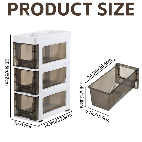 3 Drawer Narrow Plastic Storage Cart with Wheels B447010