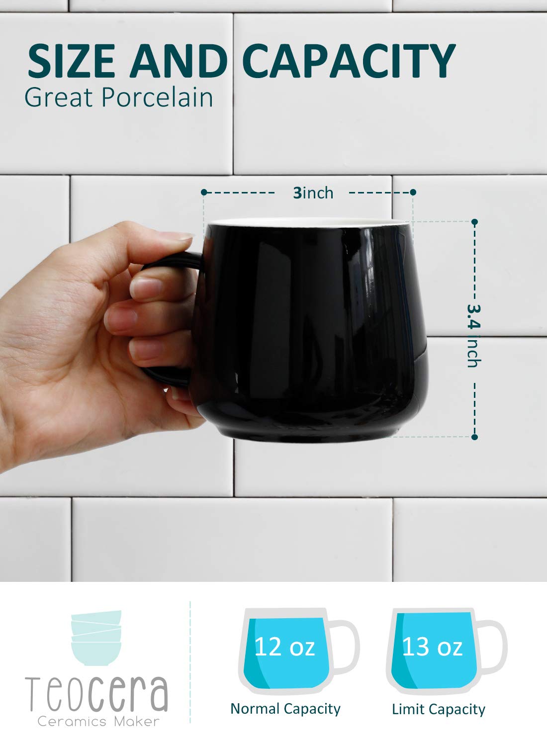 Black Pasta Bowls Set of 4 and Coffee Mugs Set of 4 X873