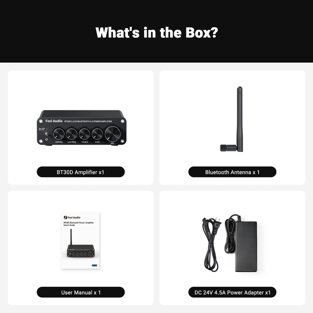 Bluetooth 5.0 Stereo Audio Receiver Amplifier 2.1 Channel Mini Hi-Fi Class D Integrated Amp N37226