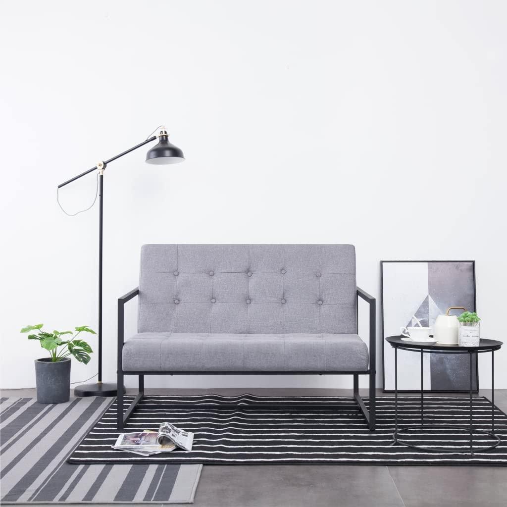 Light Gray Fabric 2-Seater Sofa with Armrests B854