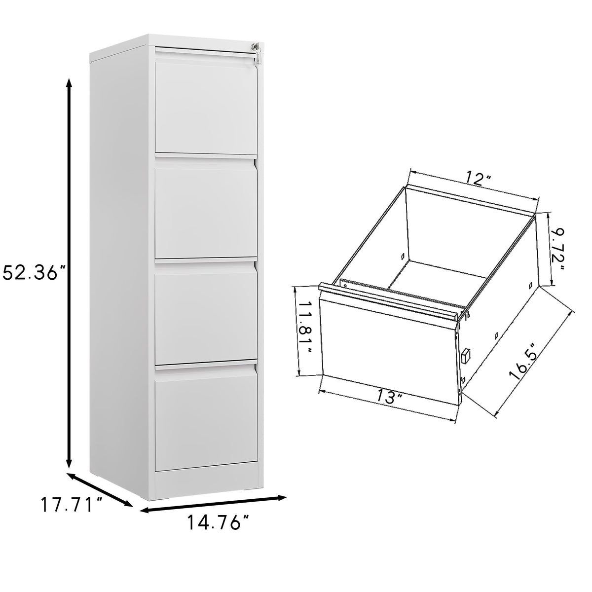 4 Drawer Vertical Metal File Cabinet with Lock Y9354