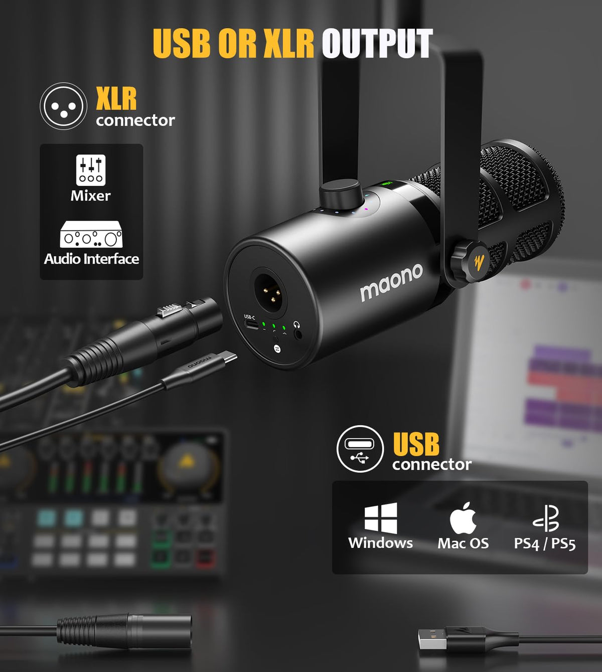 Dynamic Microphone, USB/XLR Podcast PC Mic G653275