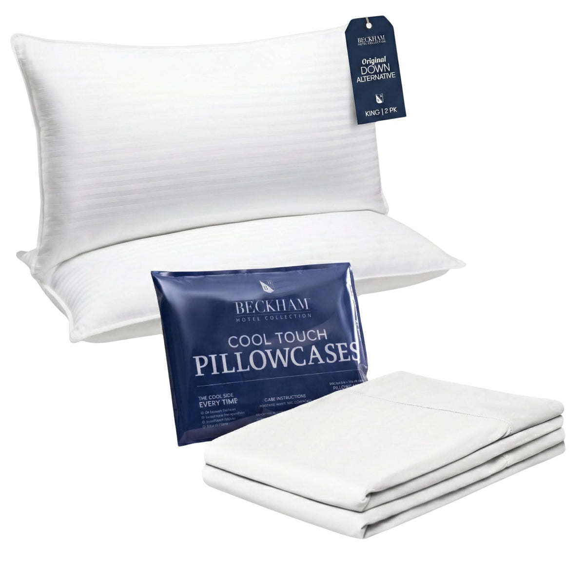 King Size Soft Down Alternative Bed Pillows with Cooling Pillowcases F1092