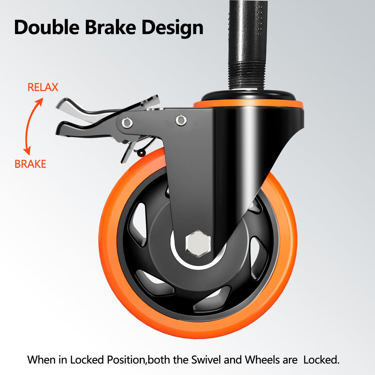 4 inch Threaded Stem Caster Wheels Set of 4 Heavy Duty Dual Locking O71884