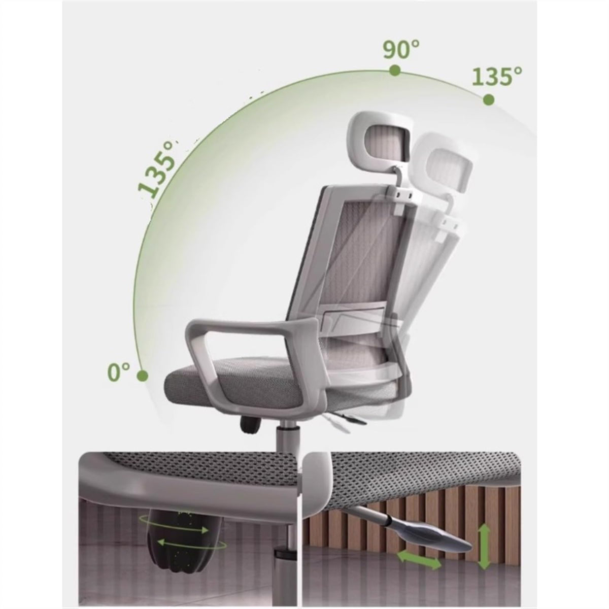Ergonomic Mesh High Back Reclining Office Chair Y35043