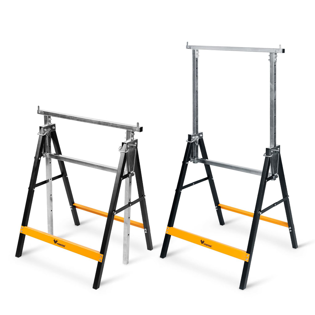 Metal Saw Horses 2 Pack Folding Heavy Duty 880 lbs Adjustable L247168