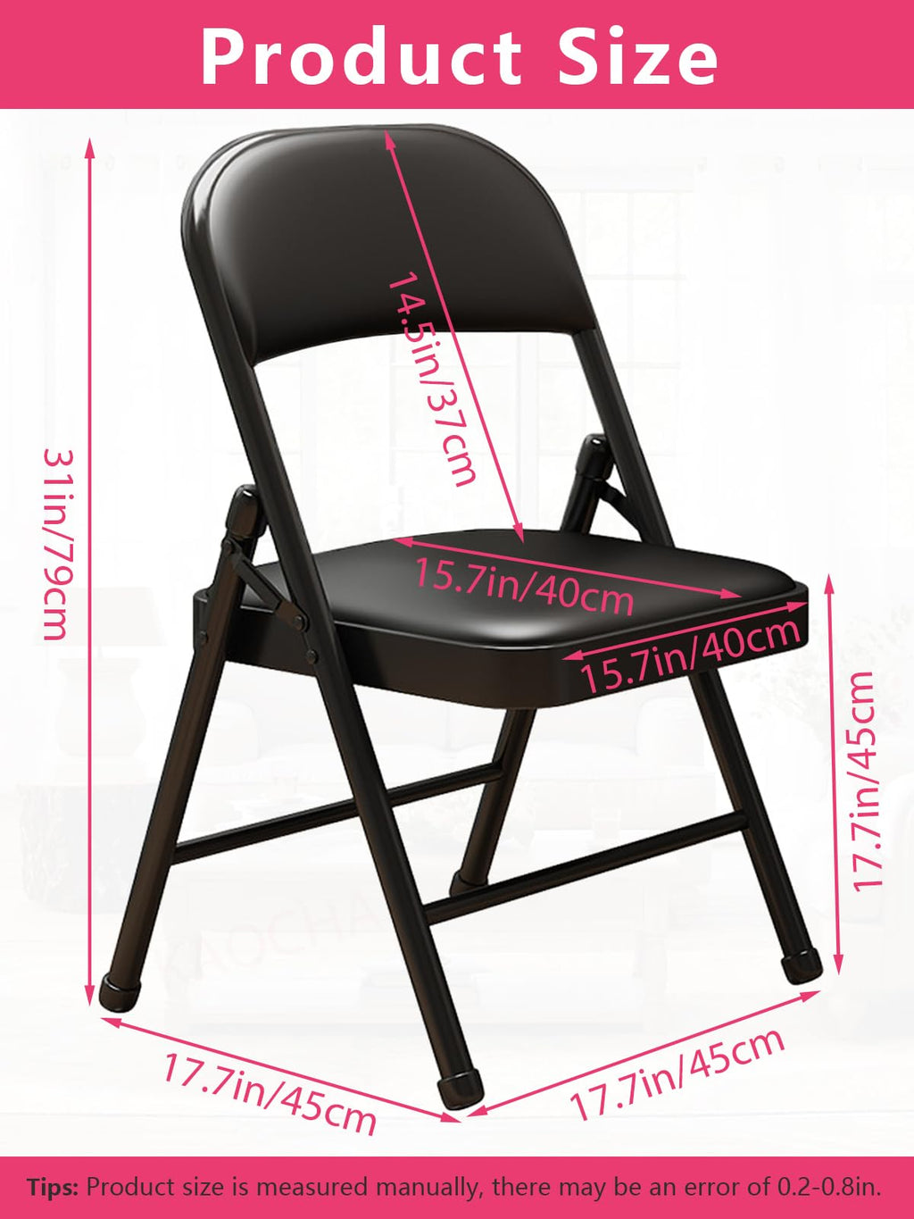 Black Padded Folding Chairs 4 Pack L854908
