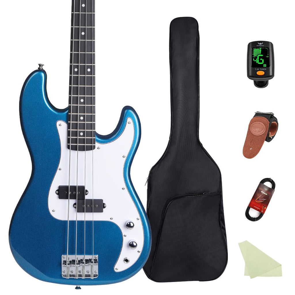 Full-Size 4 Strings Electric Bass Guitar Black with Gig Bag M6235
