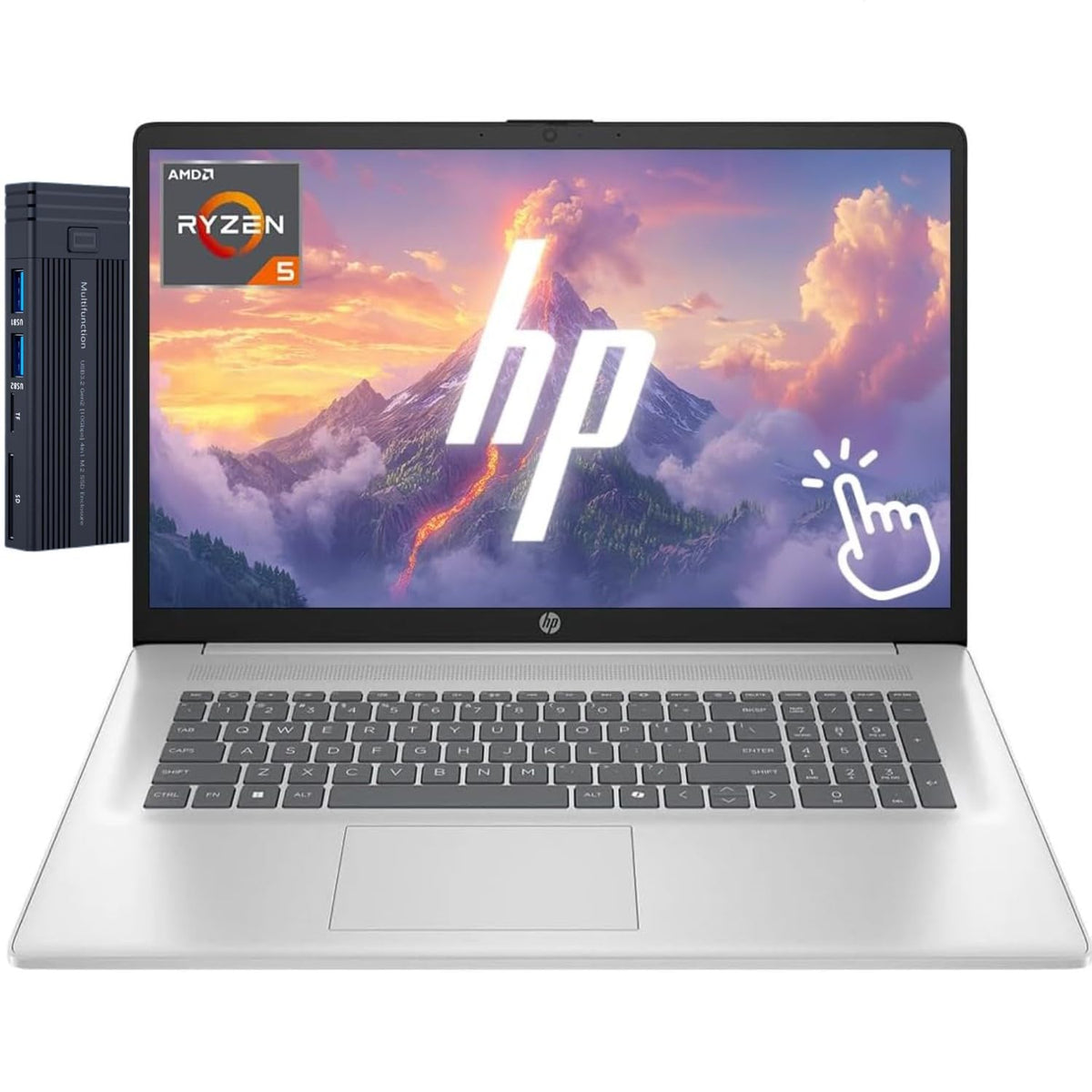 17.3" HD+ Touchscreen Laptop, AMD Ryzen 5, 16GB RAM 1TB SSD, Silver Y23526