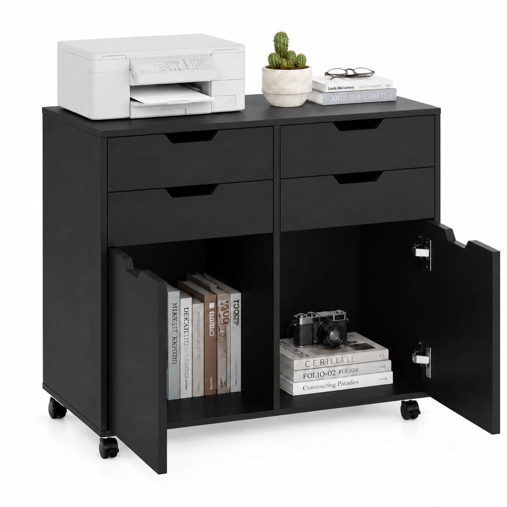 Mobile File Cabinet Rolling Printer Stand Black M984846