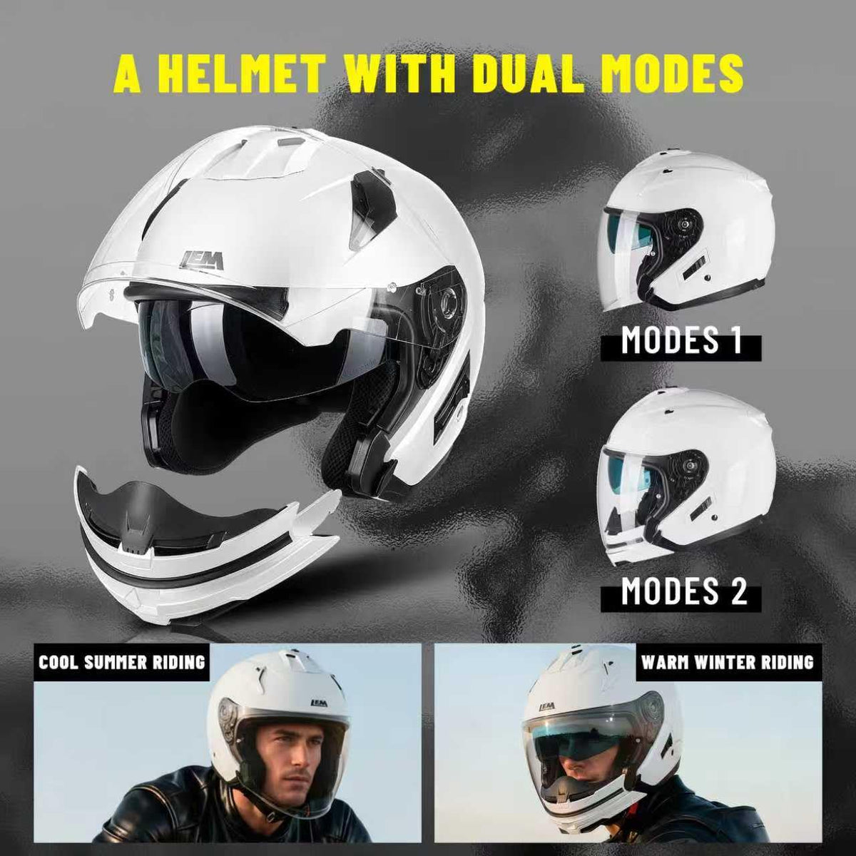 White Medium Full Face Motorcycle Helmets V259