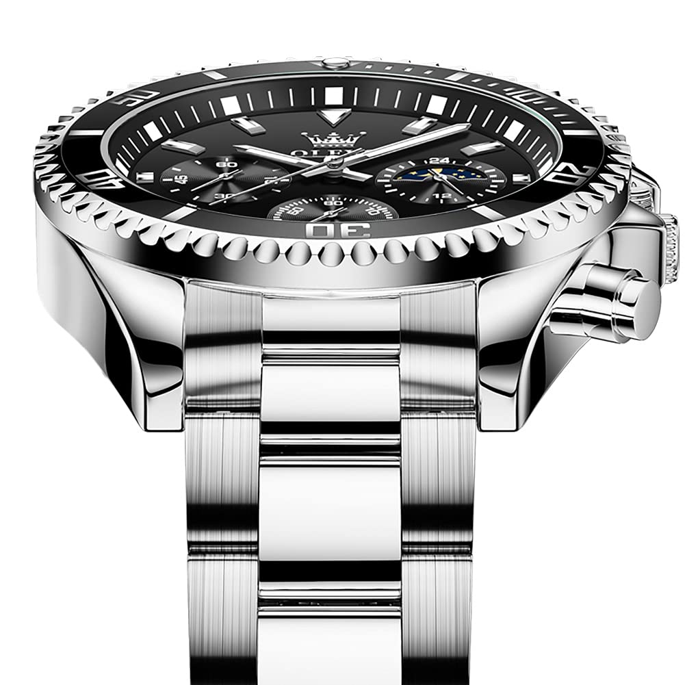Chronograph Moon Phase Stainless Steel Wrist Watch B744