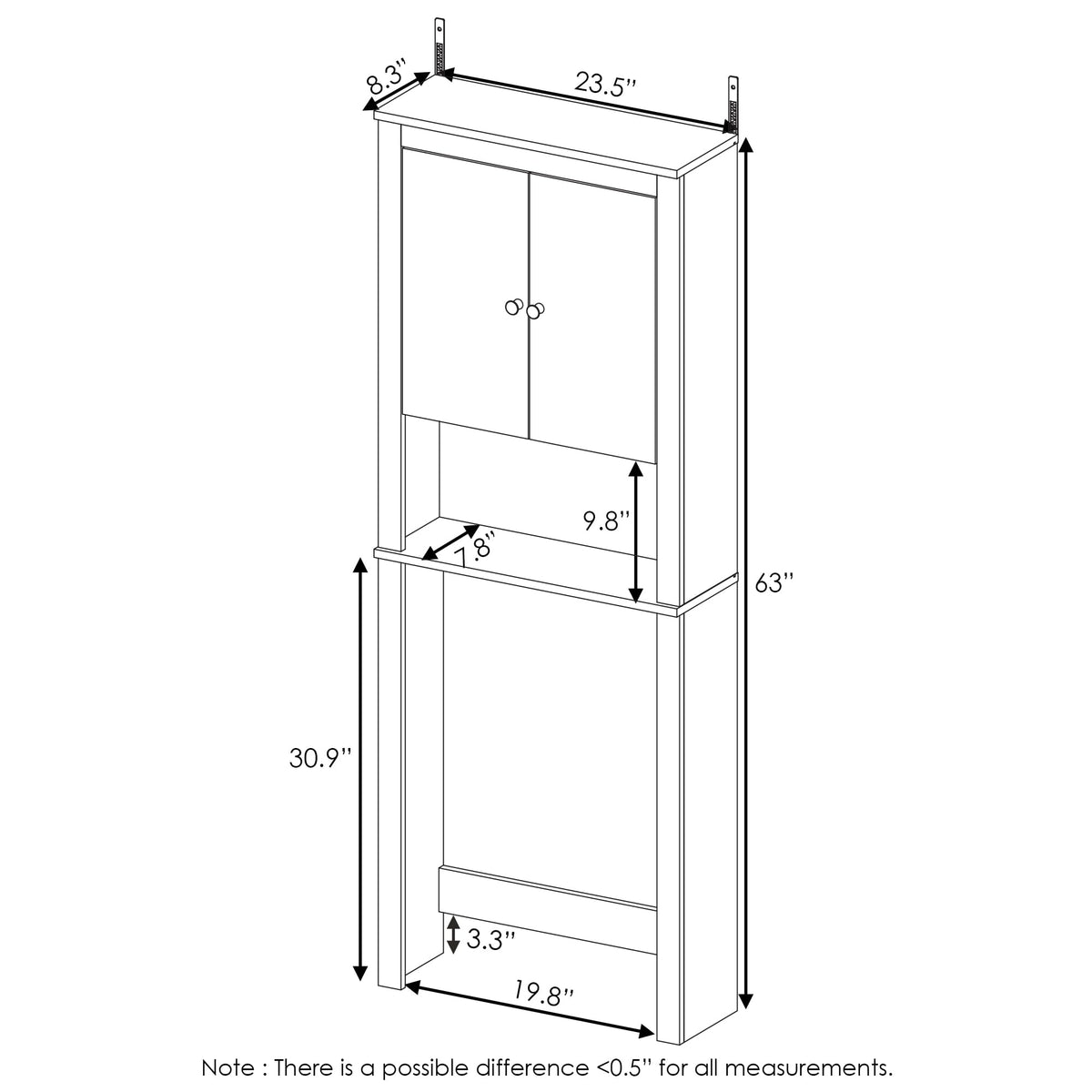 Black Over The Toilet Storage Cabinet K46632