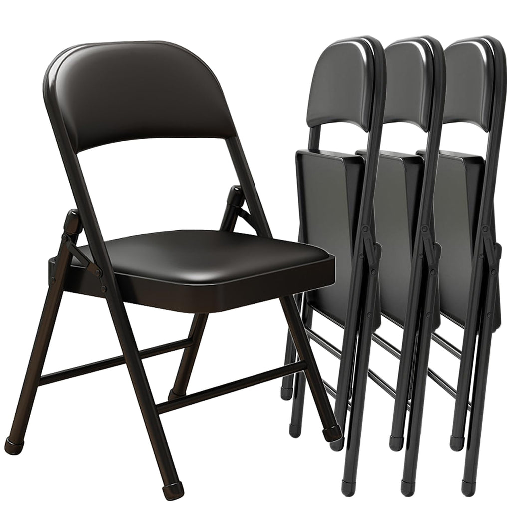 Black Padded Folding Chairs 4 Pack L854908