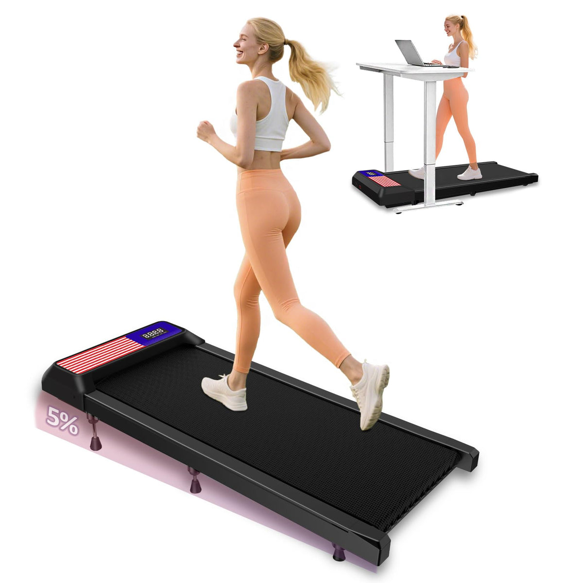 Under Desk Treadmill with 5% Incline Q706869