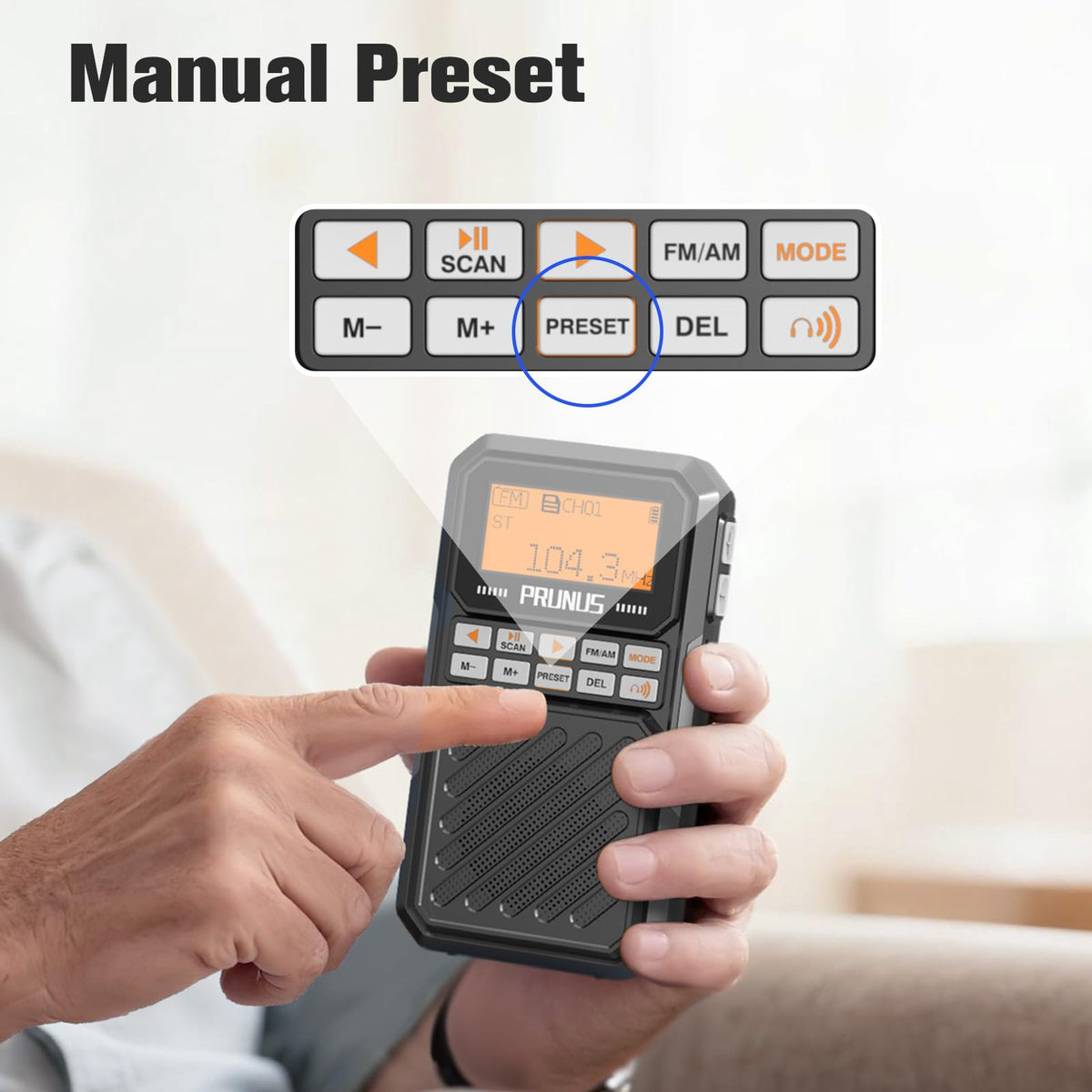 Portable AM FM Radio with Bluetooth V3077