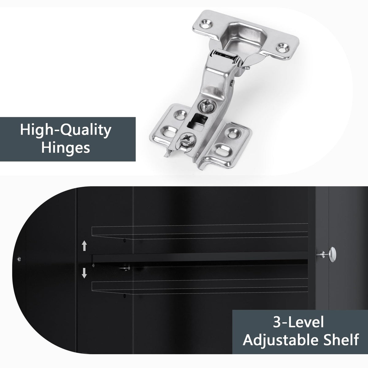 Over The Toilet Storage Cabinet with Adjustable Shelf and Double Door, Black W931253