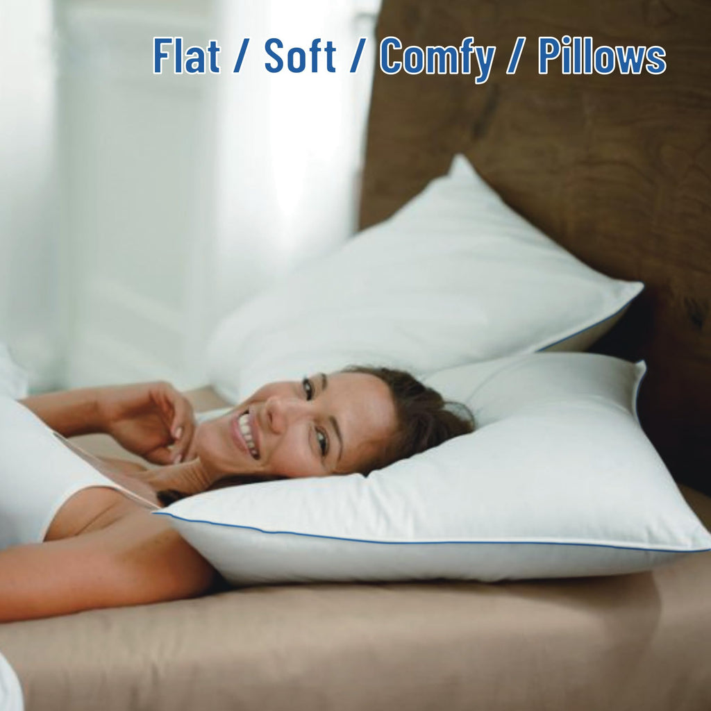 Soft Thin Standard Size Pillows Set of 2 with Down Alternative Fill White K774090