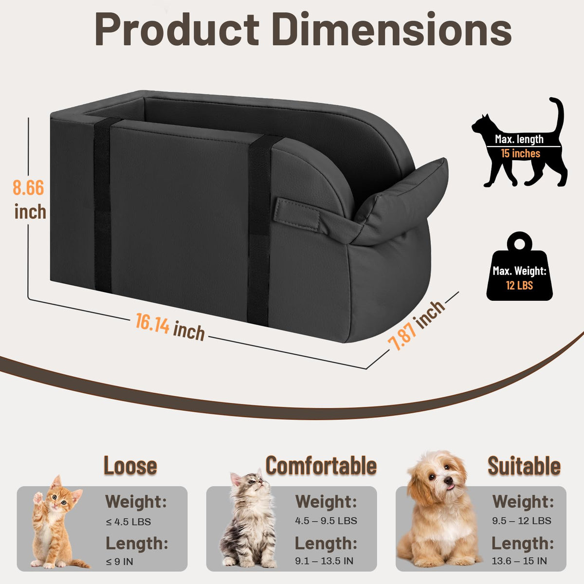 2-in-1 Dog Car Seat & Shoulder Carrier Dark Grey K591