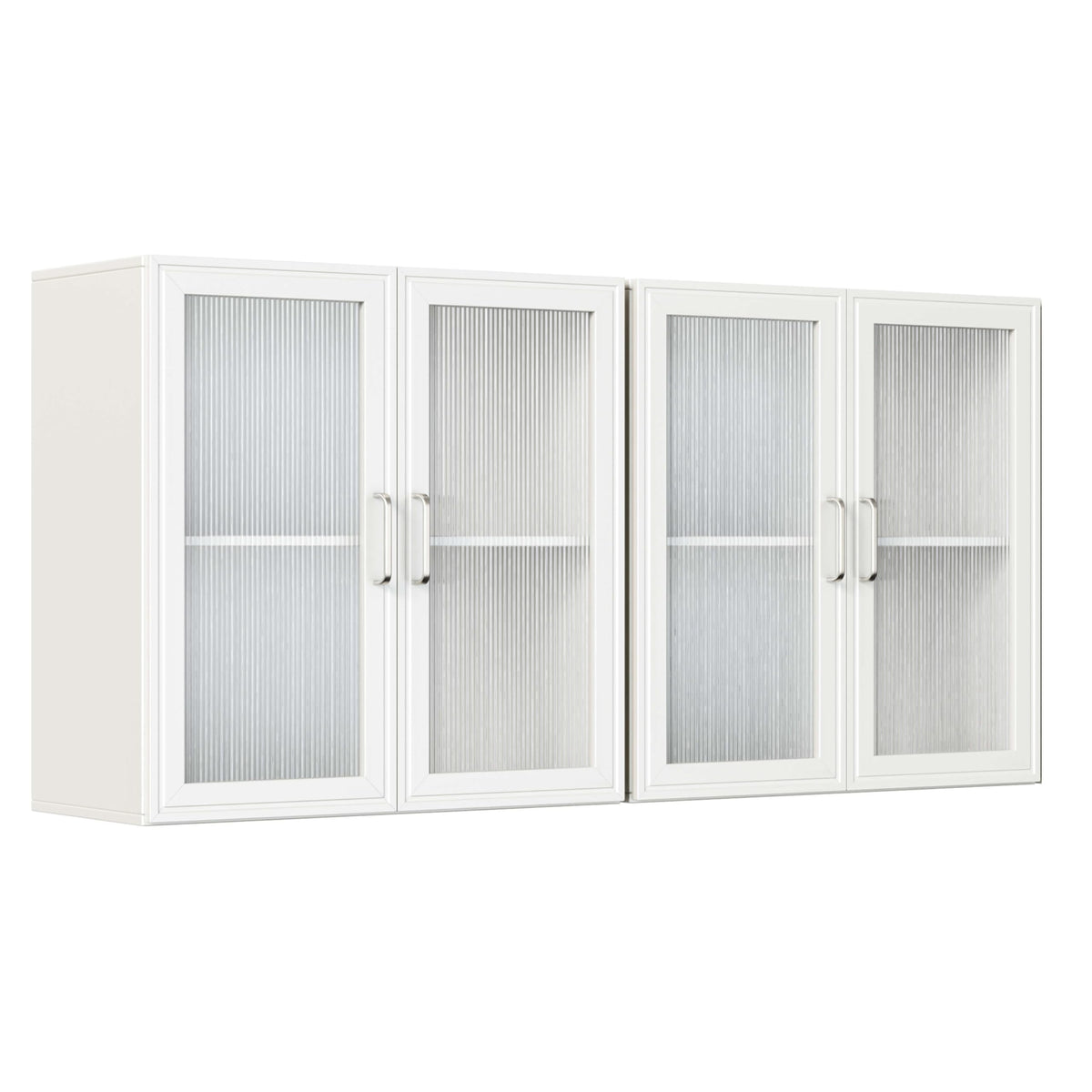 White Wall Cabinet with Acrylic Glass Doors and Adjustable Shelf, Set of 2 T8064