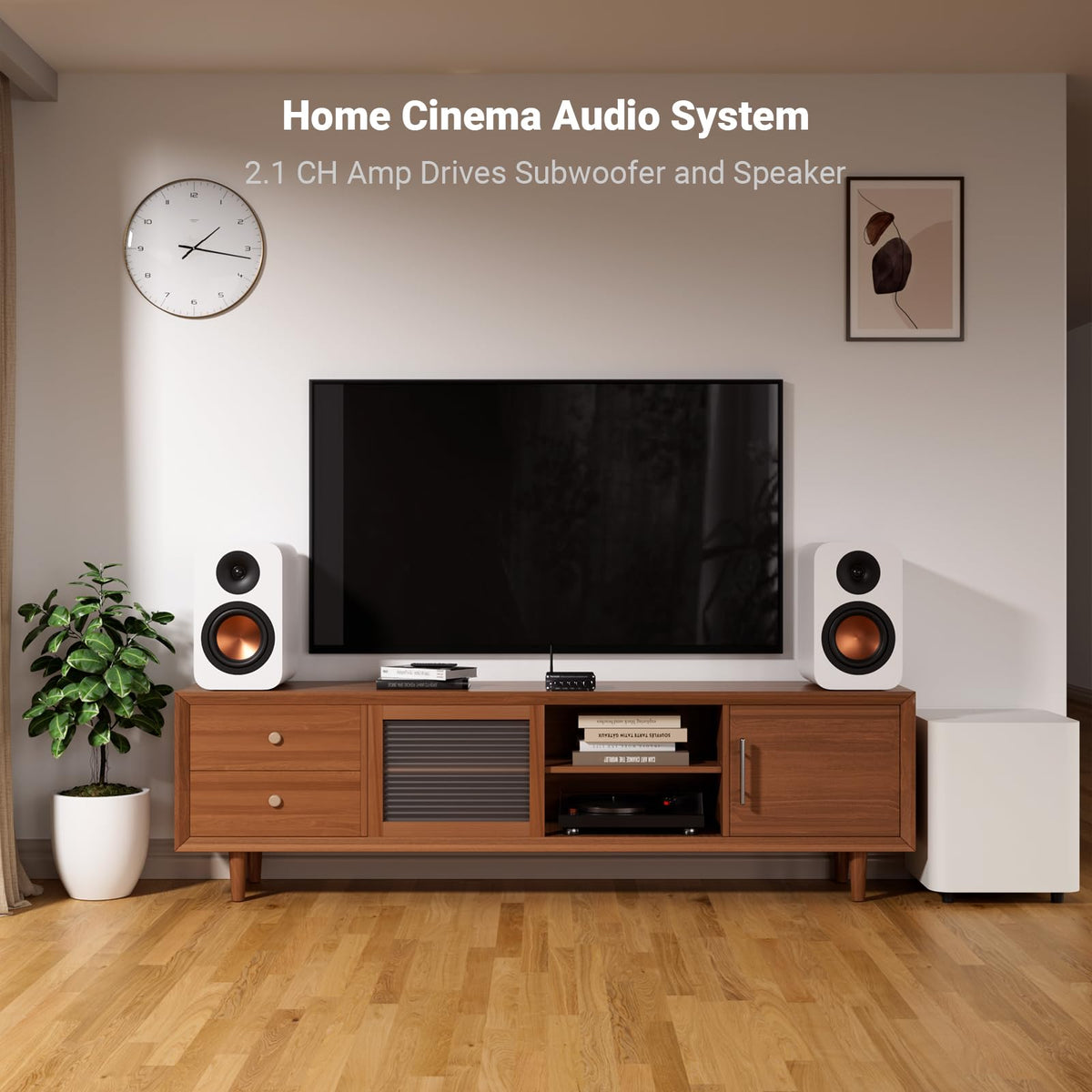 Bluetooth 5.0 Stereo Audio Receiver Amplifier 2.1 Channel Mini Hi-Fi Class D Integrated Amp N37226