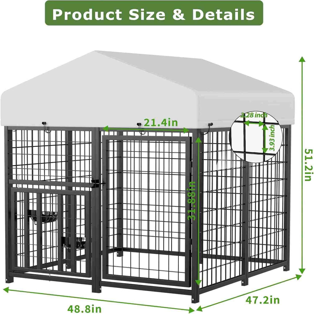 4 x 4 x 4.25 FT Outdoor Dog Kennel with Roof W38692