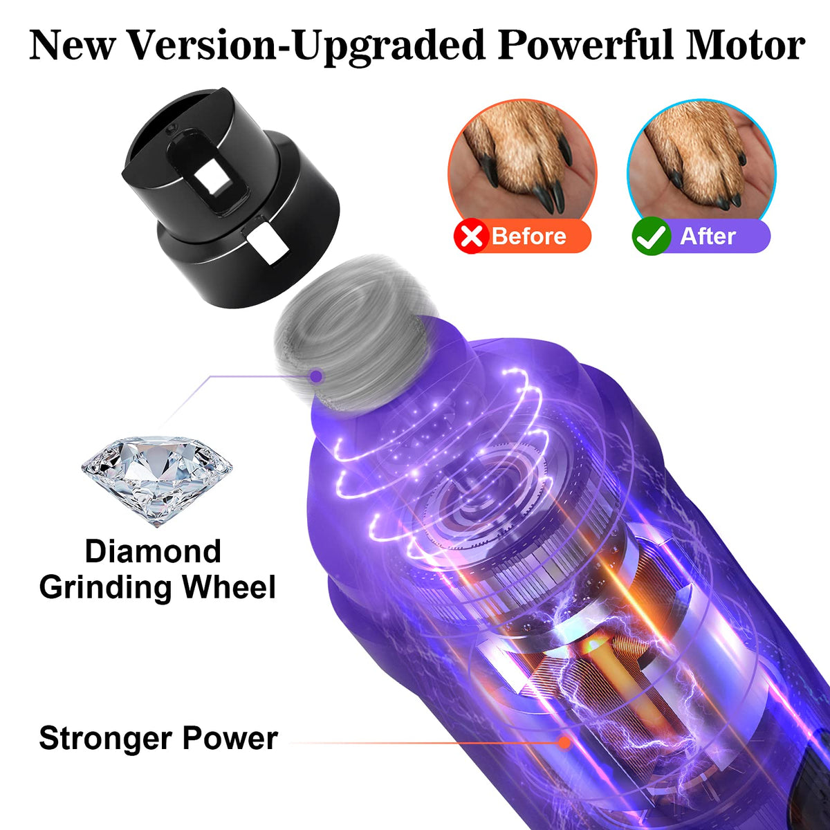2-Speed Electric Dog Nail Grinder with 2 LED Light A4159