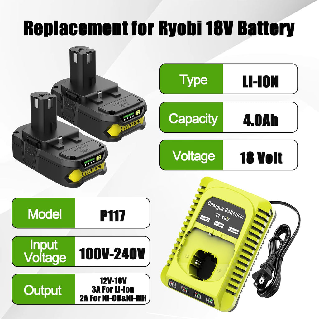 2Pack 4.0Ah Lithium Battery and Charger Combo B9391