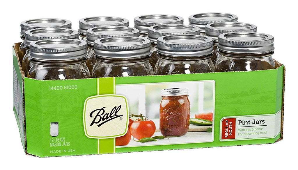 16 oz Regular Mouth Mason Jar with Lids and Bands (12 Units) Q3980