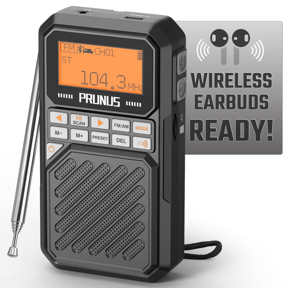 Portable AM FM Radio with Bluetooth V3077