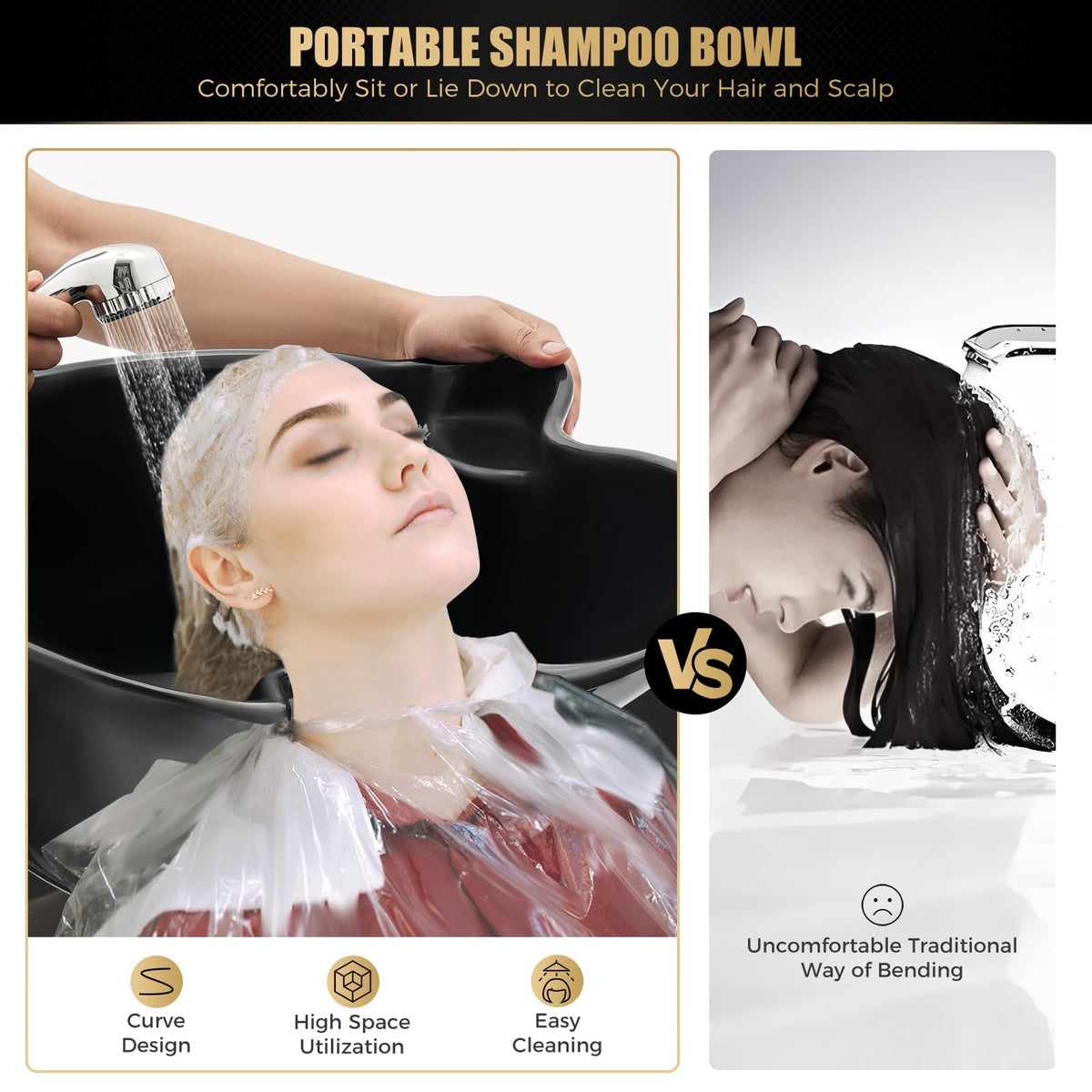 Portable Shampoo Bowl with Electric Pump, Height Adjustable Hair Washing Station U844