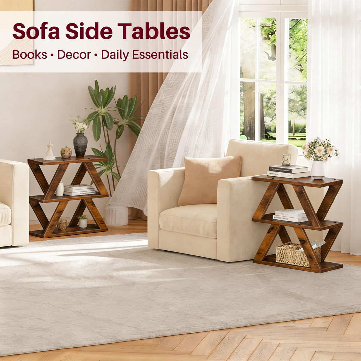 3 Tier Side Table with Storage Shelves N37329