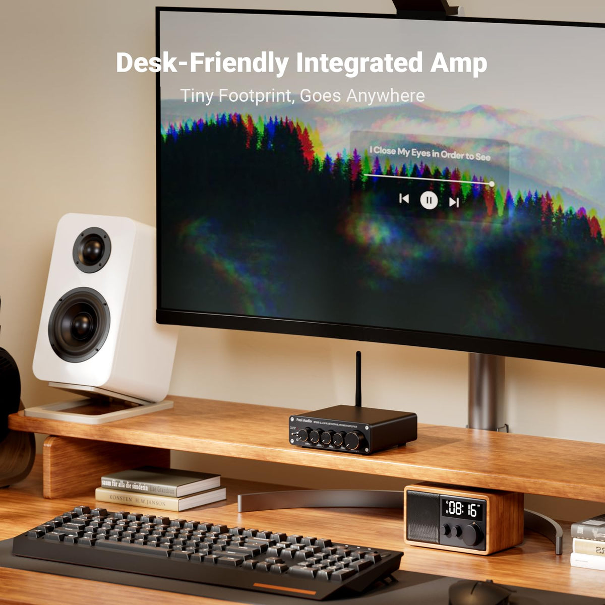 Bluetooth 5.0 Stereo Audio Receiver Amplifier 2.1 Channel Mini Hi-Fi Class D Integrated Amp N37226