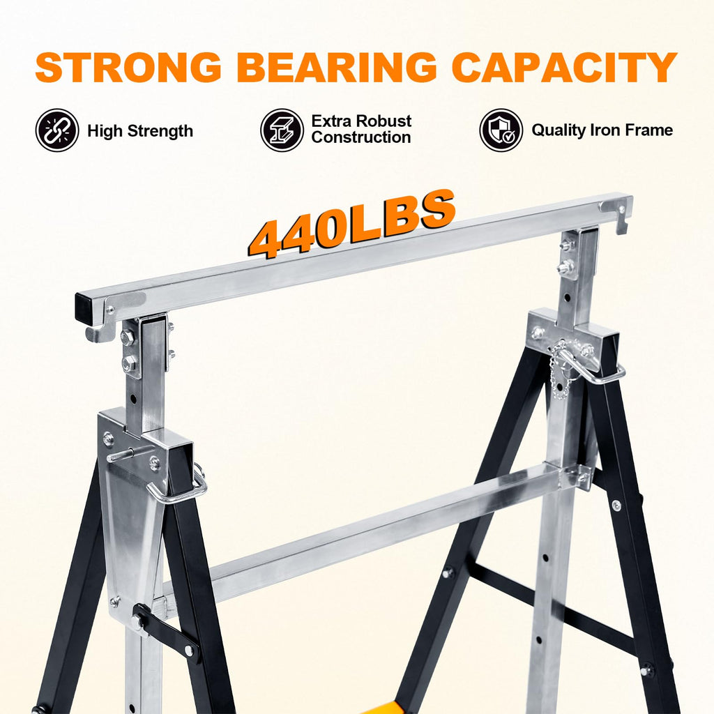 Metal Saw Horses 2 Pack Folding Heavy Duty 880 lbs Adjustable L247168