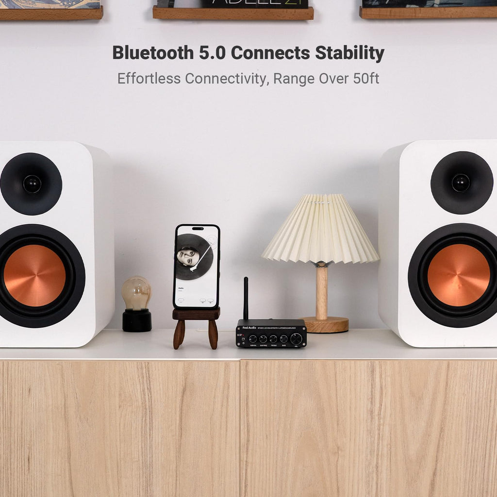Bluetooth 5.0 Stereo Audio Receiver Amplifier 2.1 Channel Mini Hi-Fi Class D Integrated Amp N37226
