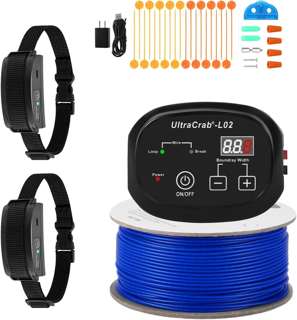 In-Ground Electric Pet Fence with 2 Waterproof Rechargeable Collars P445918