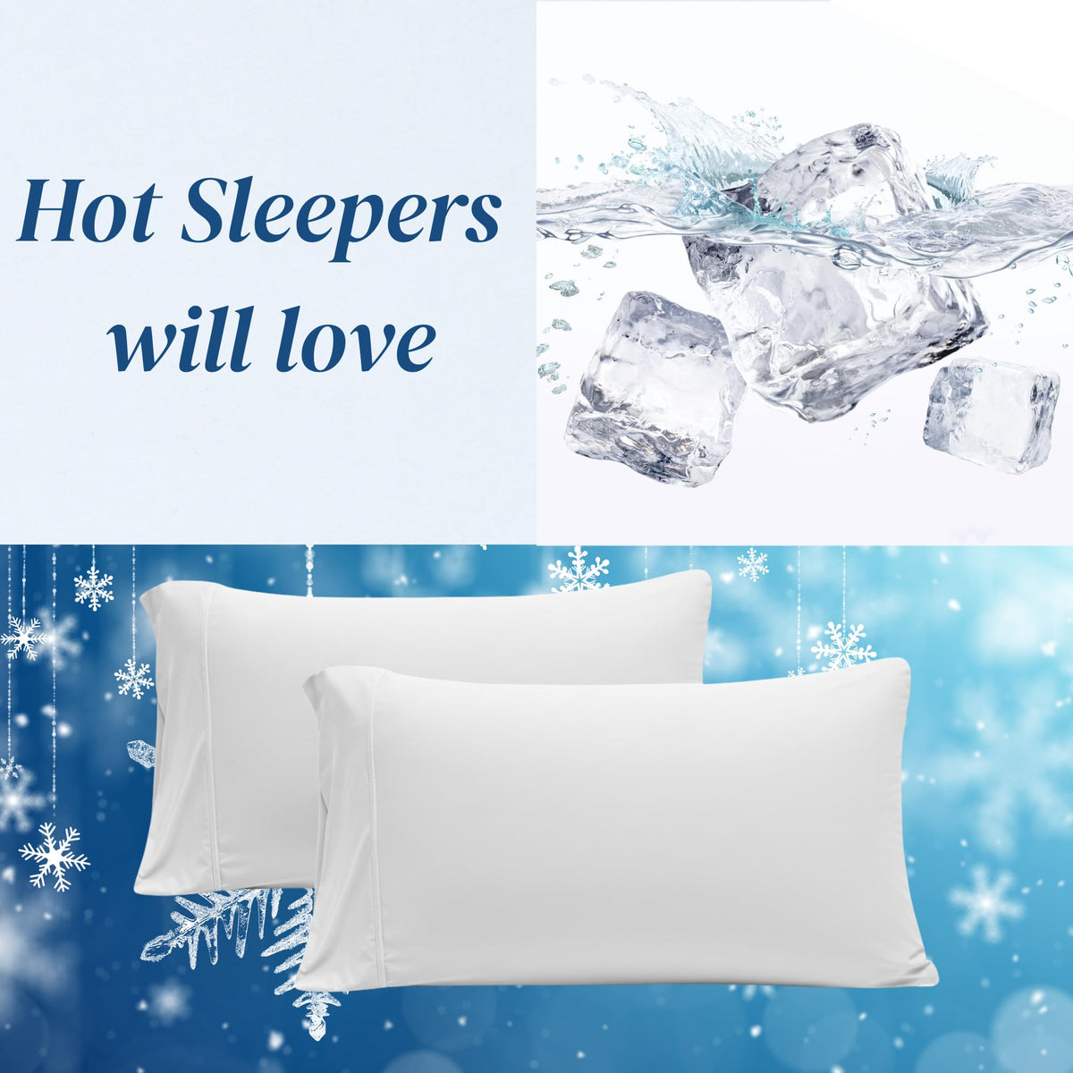 King Size Soft Down Alternative Bed Pillows with Cooling Pillowcases F1092