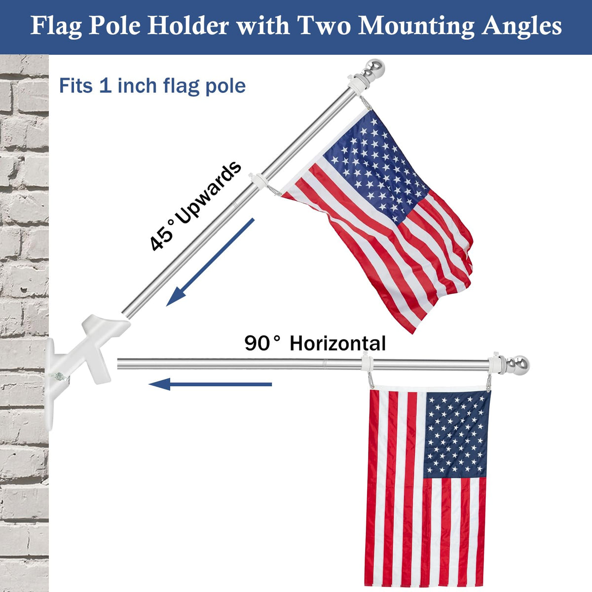 5FT Stainless Steel Wall Mounted Flag Pole Kit T975901