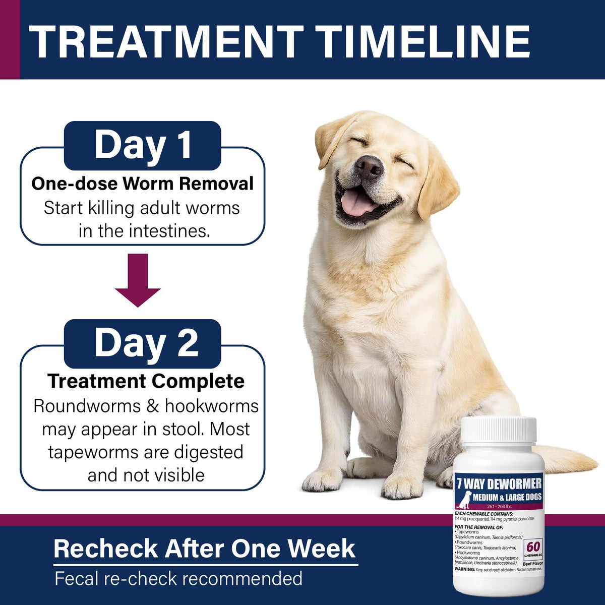 7-Way Dewormer for Dogs, 60 Beef Flavored Chewables S608824