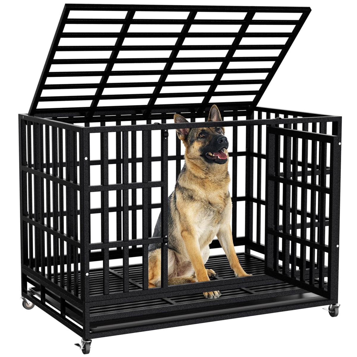 48 Inch Heavy Duty Dog Crate Kennel with Wheels N6644