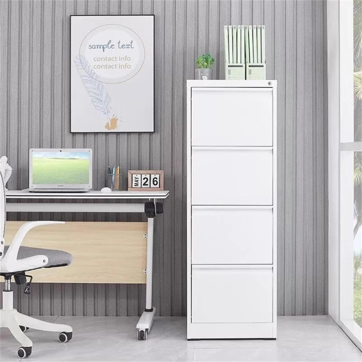 4 Drawer Vertical Metal File Cabinet with Lock Y9354
