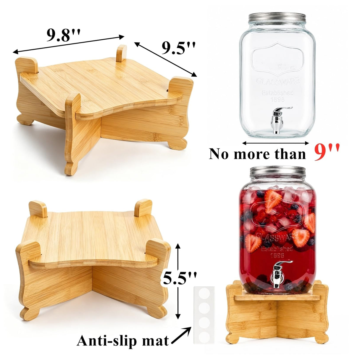 Bamboo Drink Dispenser Stand I895586