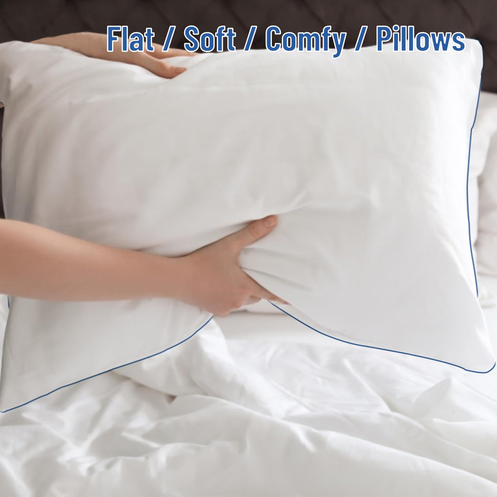 Soft Thin Standard Size Pillows Set of 2 with Down Alternative Fill White K774090