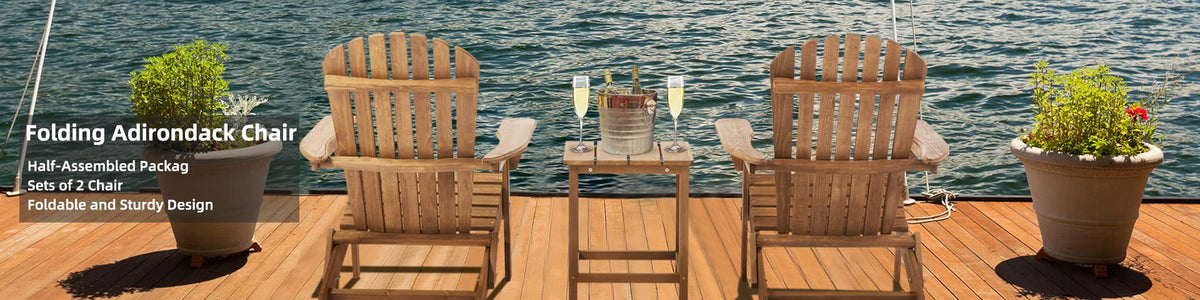 Folding Adirondack Chair Set of 2 Cedar Wood O967068