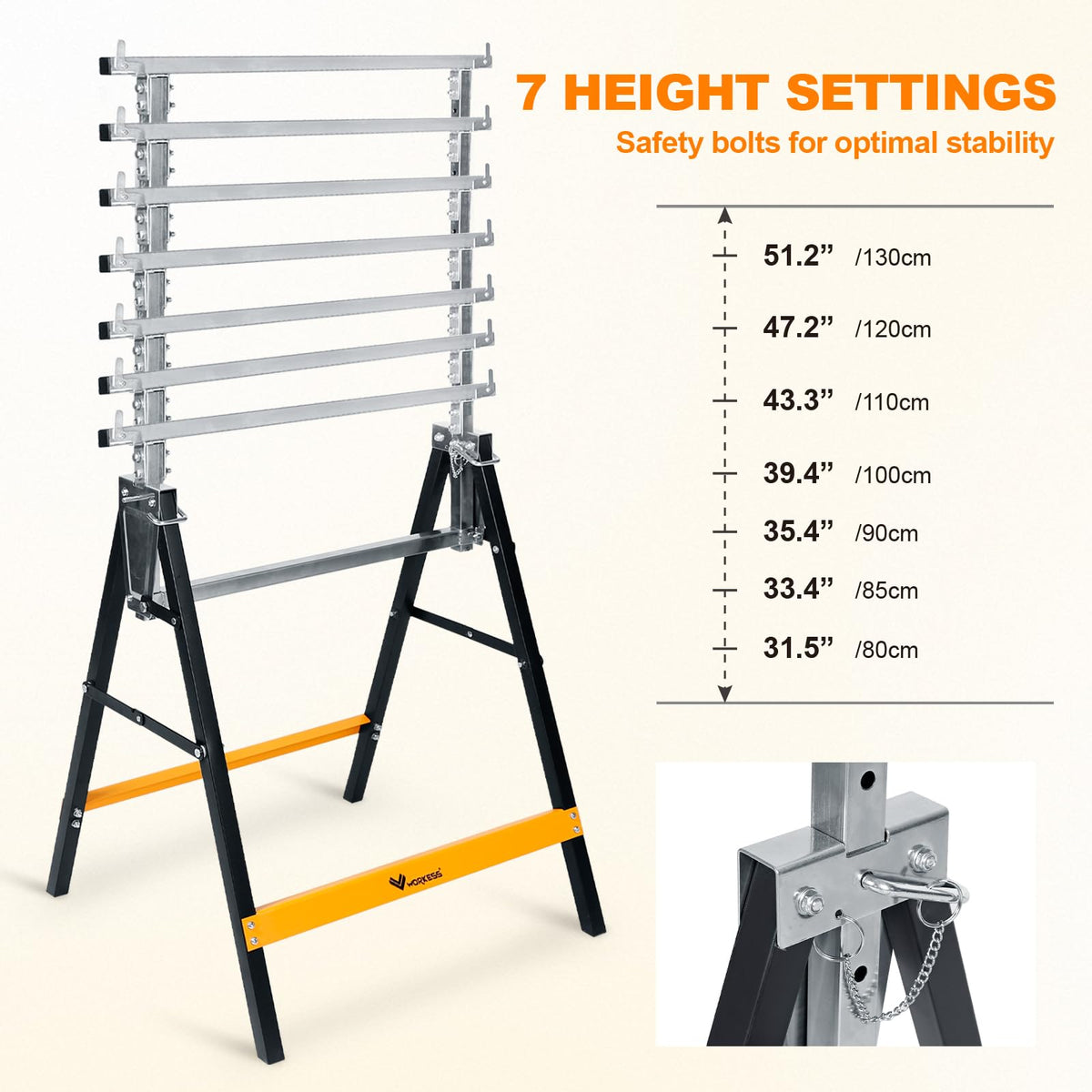 Metal Saw Horses 2 Pack Folding Heavy Duty 880 lbs Adjustable L247168